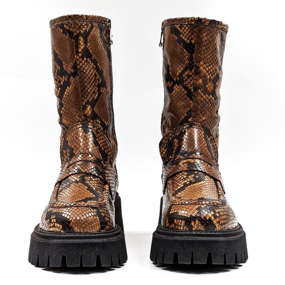 Free People Wmn Madison Loafer Festival Platform Snake Print Boots 9US EUR39.5 - Picture 2 of 11